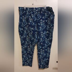 𝅺CHELSEA studio blue floral leggings 3x A-14
